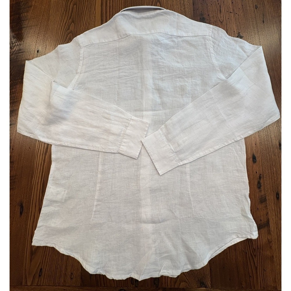 Richmond Linen Shirt L White Long Sleeve Beach Boating Cocktails - Picture 3 of 11